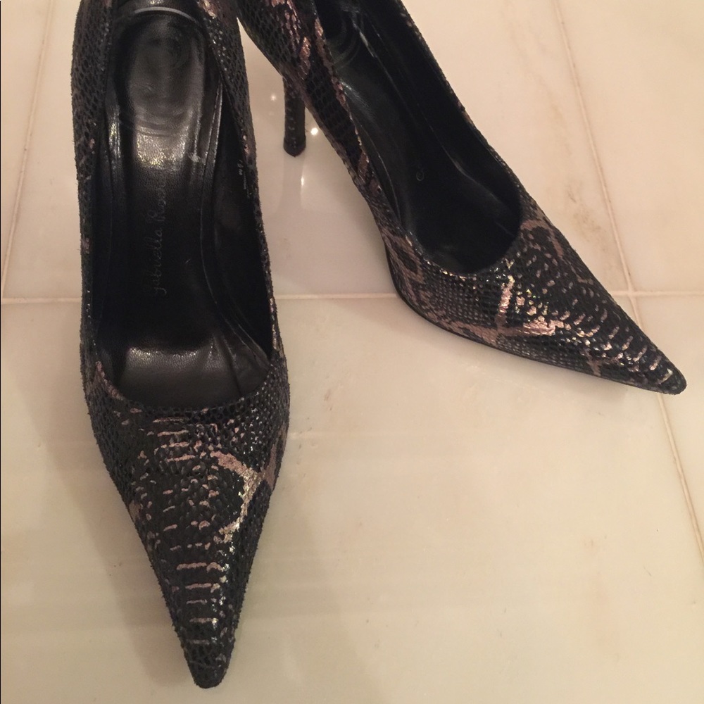 Beautiful Black Bronze Python Snake Leather Pumps - image 2